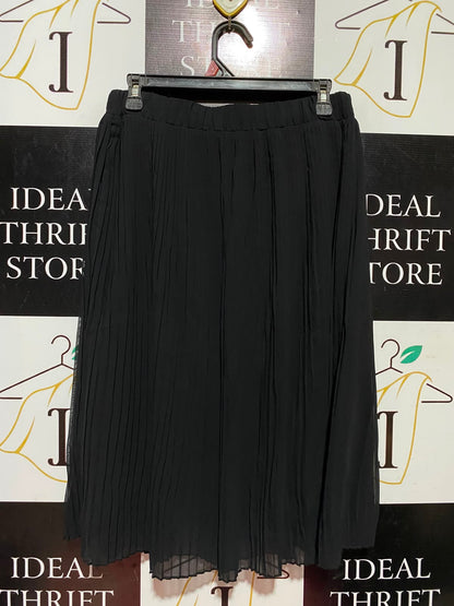 TU |M| WAIST 28| A7| ELEGANT BLACK PLEATED HIGH-WAISTED MIDI MAXI SKIRT