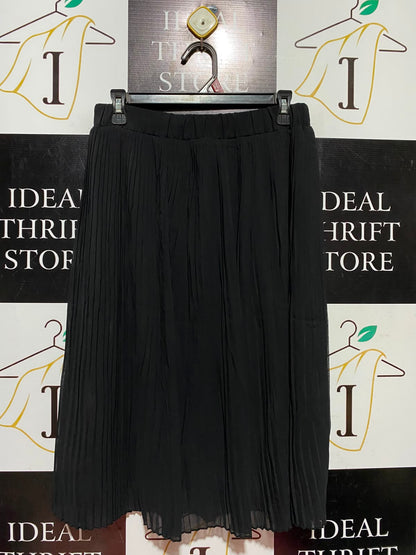 TU |M| WAIST 28| A7| ELEGANT BLACK PLEATED HIGH-WAISTED MIDI MAXI SKIRT