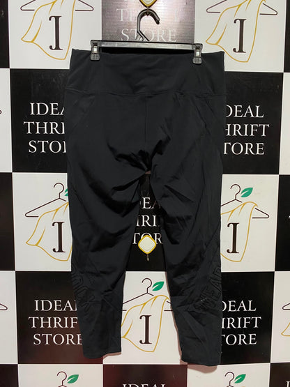 ROCK WEAR |XL| WAIST 32| A7| PERFORMANCE BLACK HIGH-WAISTED ACTIVEWEAR LEGGINGS WITH MESH PANELS