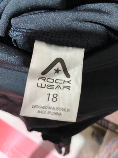 ROCK WEAR |XL| WAIST 32| A7| PERFORMANCE BLACK HIGH-WAISTED ACTIVEWEAR LEGGINGS WITH MESH PANELS