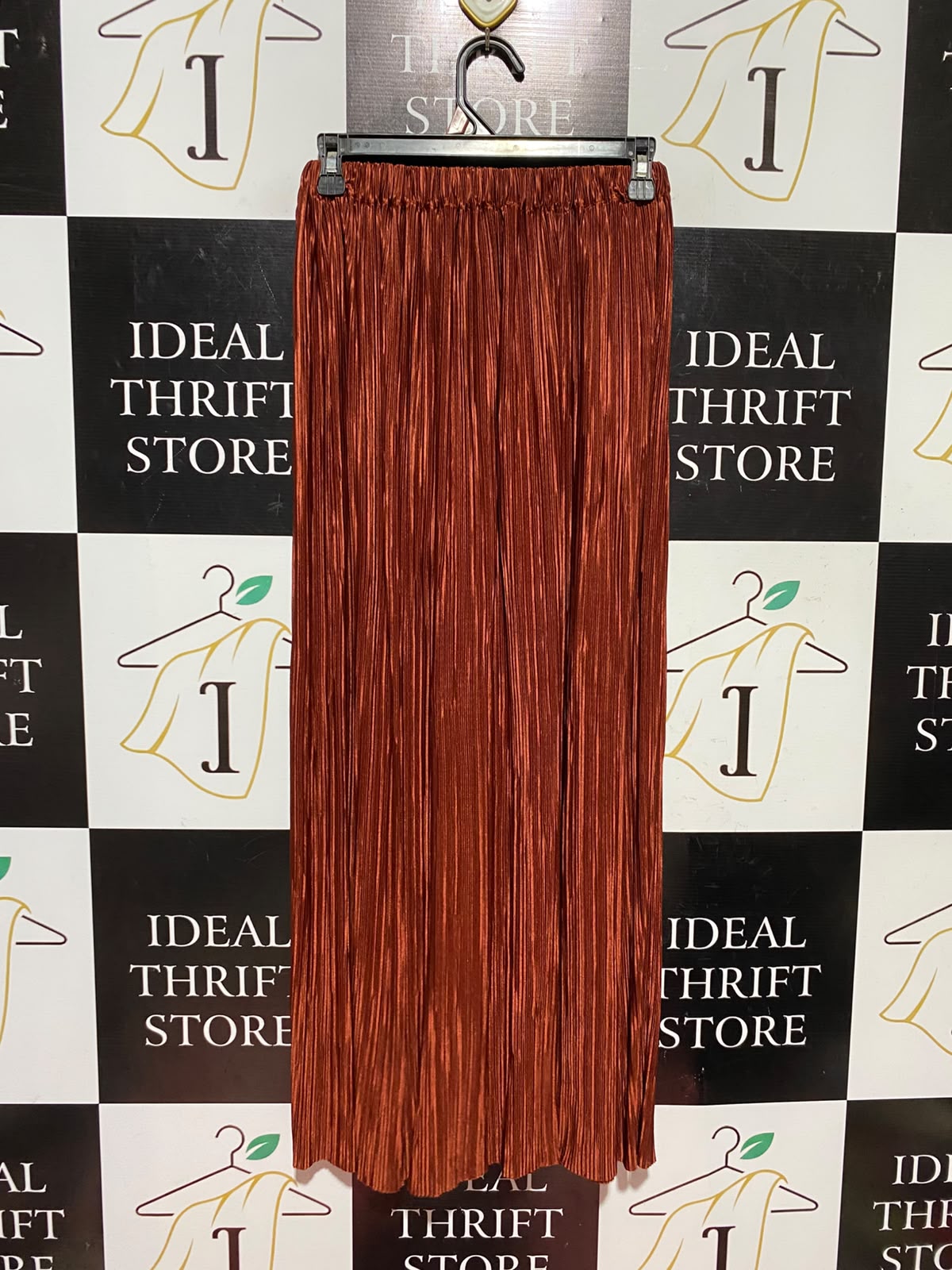 |S| WAIST 26| A7| STUNNING COPPER METALLIC PLEATED HIGH-WAISTED MAXI SKIRT