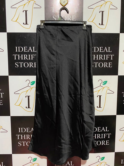 LIPSY |L| WAIST 30| A7| LUXURIOUS BLACK SATIN HIGH-WAISTED SLIP MAXI SKIRT