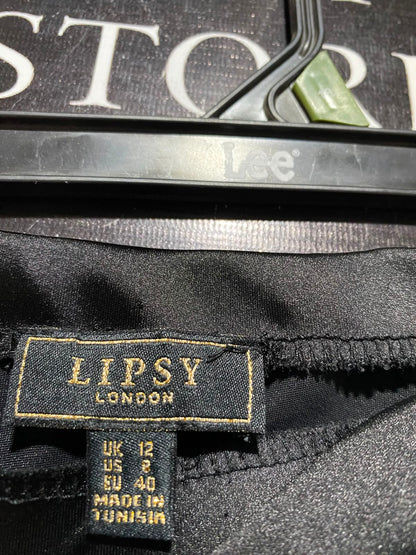 LIPSY |L| WAIST 30| A7| LUXURIOUS BLACK SATIN HIGH-WAISTED SLIP MAXI SKIRT