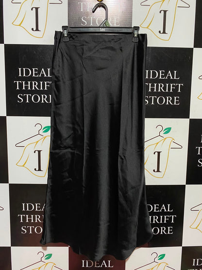 LIPSY |L| WAIST 30| A7| LUXURIOUS BLACK SATIN HIGH-WAISTED SLIP MAXI SKIRT