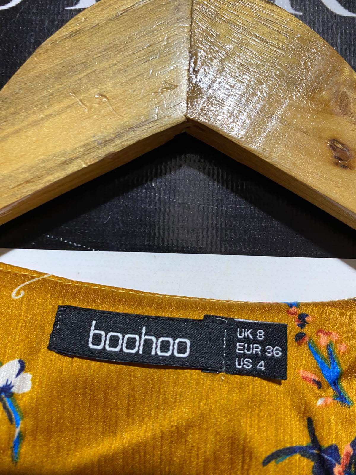 BOOHOO |S| BUST 19| A7| VIBRANT MUSTARD YELLOW FLORAL PRINT OPEN-FRONT KIMONO