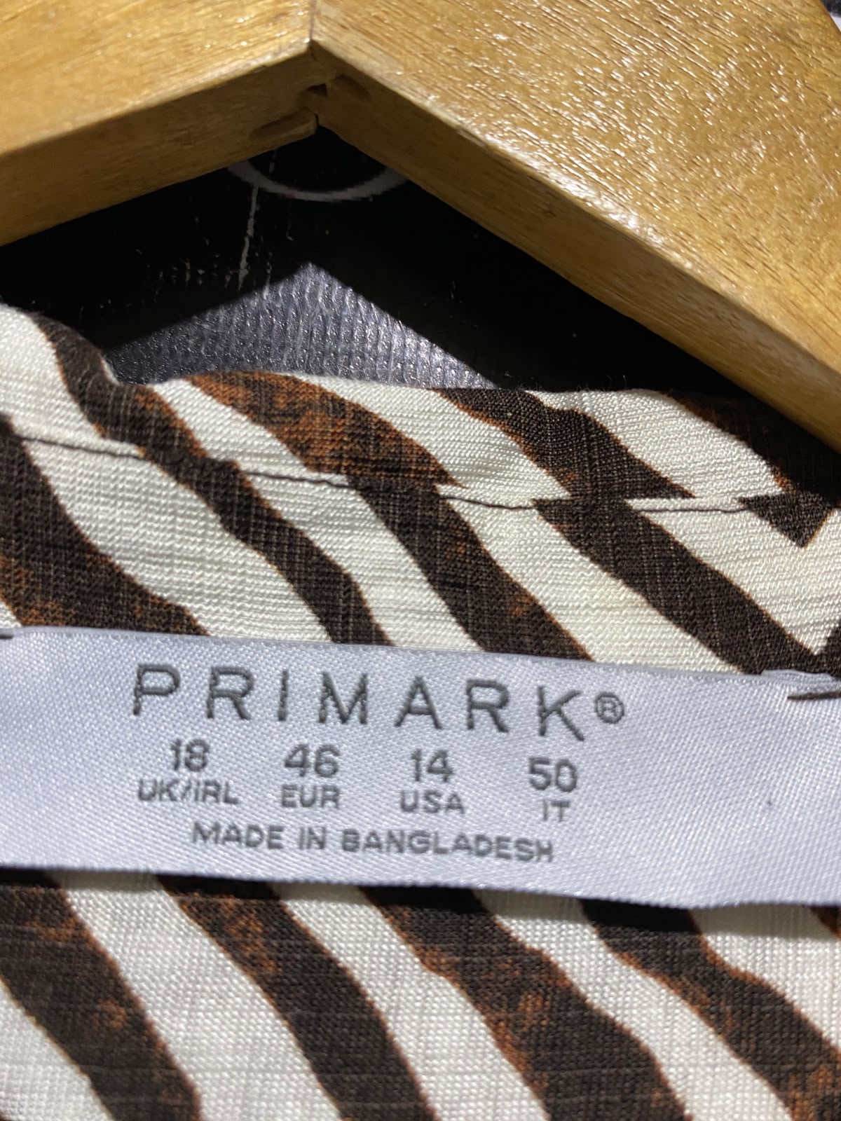 PRIMARK |M| BUST 20| A7| BROWN ZEBRA PRINT SLEEVELESS BUTTON-DOWN MIDI SHIRT DRESS