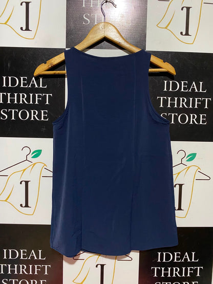 PRIMARK |S| BUST 16| A7| NAVY BLUE SLEEVELESS HIGH-NECK TANK TOP
