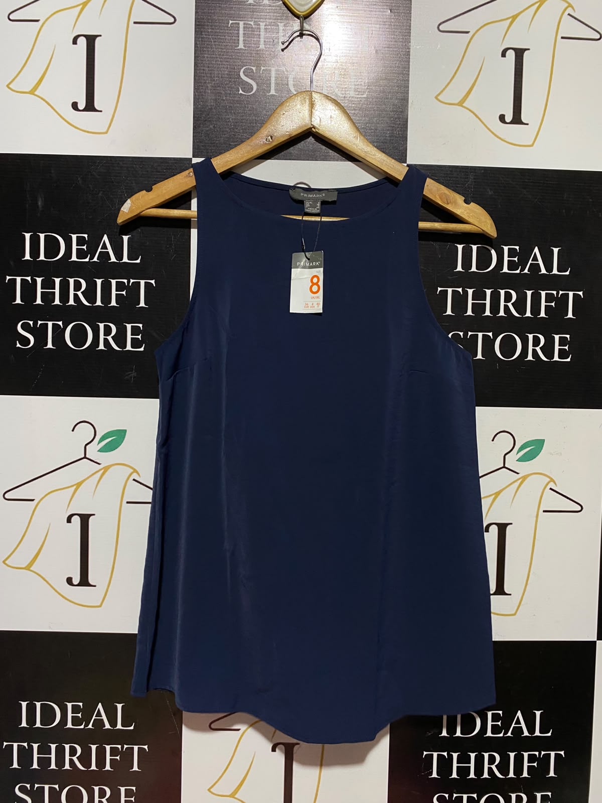 PRIMARK |S| BUST 16| A7| NAVY BLUE SLEEVELESS HIGH-NECK TANK TOP