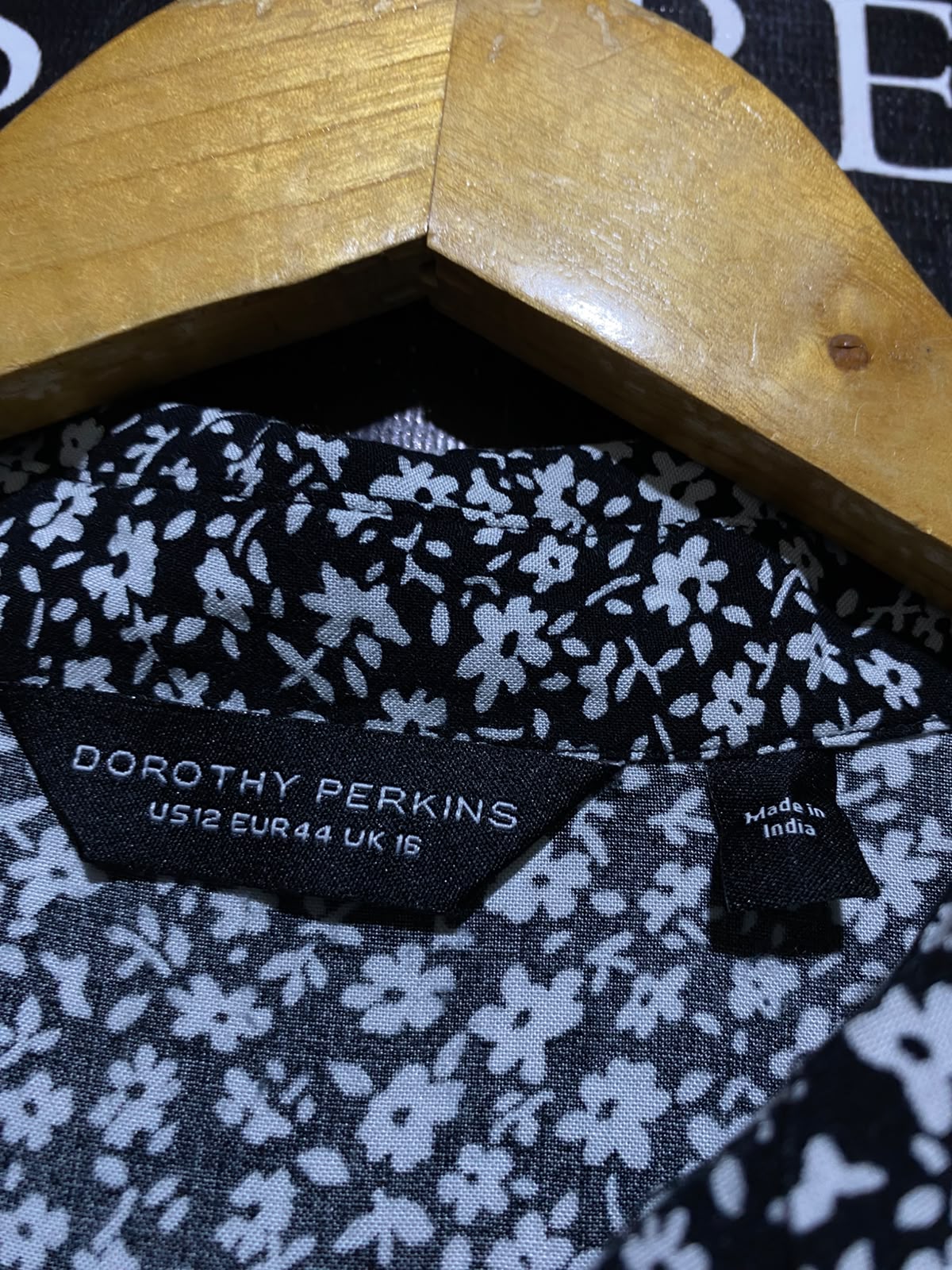 DOROTHY PERKINS |XL| BUST 22| A7| BLACK FLORAL PRINT COLLARED MINI SMOCK DRESS
