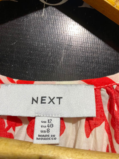 NEXT |M| BUST FREE| A7| RED AND CREAM DAMASK PRINT TIE-WAIST MAXI DRESS