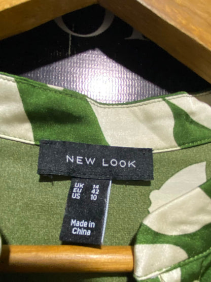 NEW LOOK |L| BUST 20| A7| EMERALD GREEN FLORAL PRINT MANDARIN COLLAR TIERED MAXI DRESS