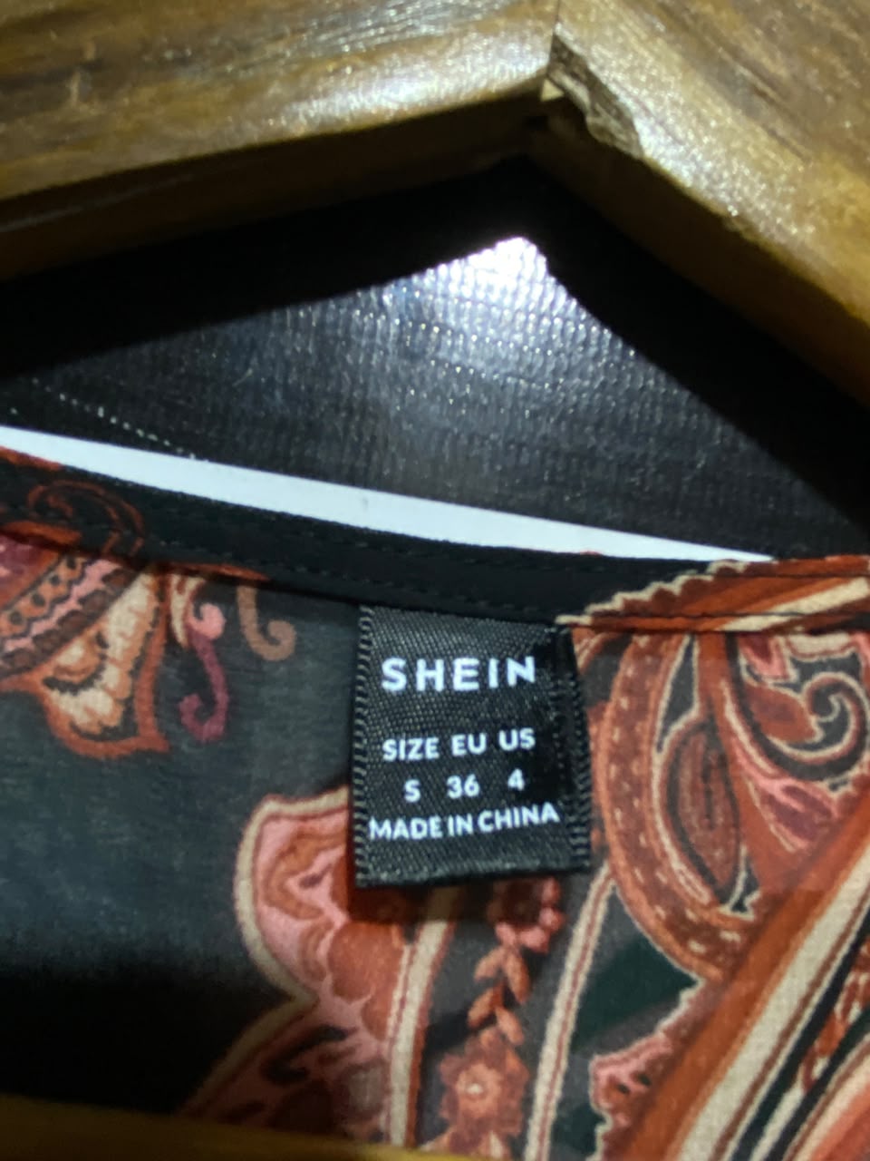 SHEIN |S| BUST 18| A7| RUST AND BLACK VINTAGE PAISLEY PRINT CHIFFON BLOUSE
