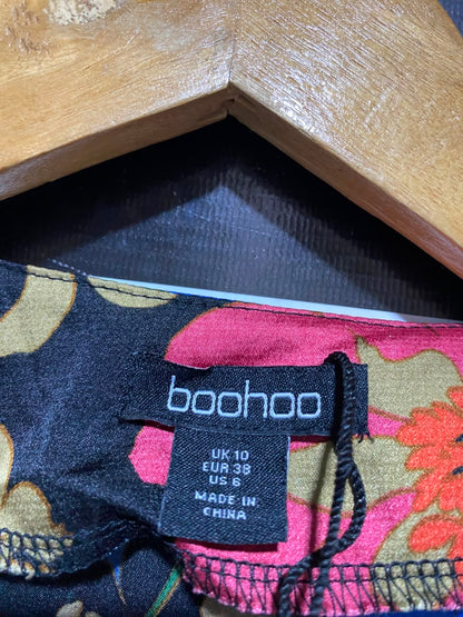 BOOHOO |S| BUST 17| A7| MULTICOLOR VIBRANT FLORAL PRINT WRAP TIE TOP