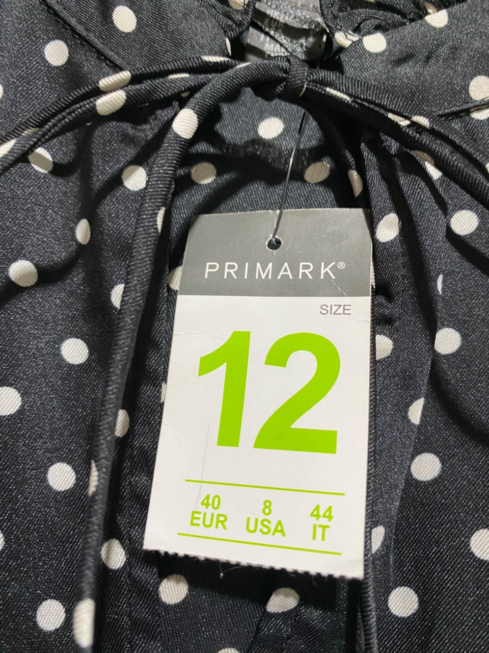 PRIMARK |M| BUST 18| A7| BLACK AND WHITE POLKA DOT HIGH-NECK PUFF-SLEEVE MIDI DRESS