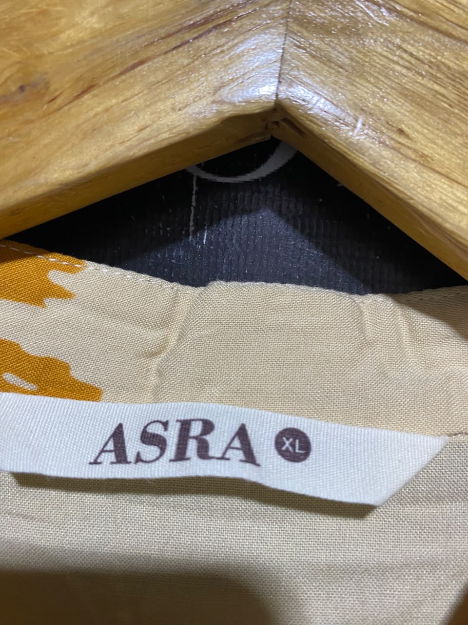ASRA |XL| BUST 23| A7| CREAM AND MUSTARD ABSTRACT BRUSHSTROKE BUTTON-FRONT MAXI SHIRT DRESS