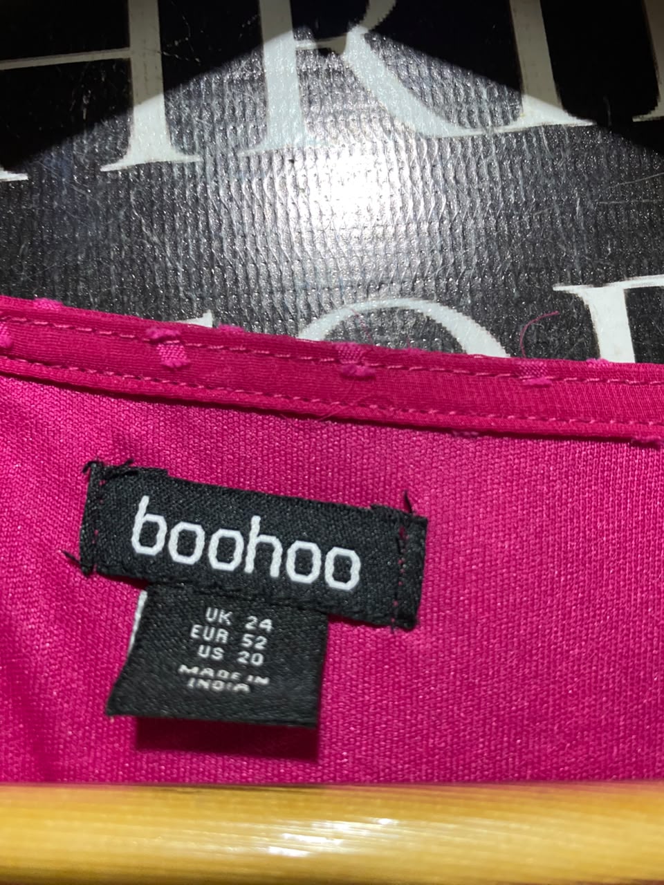 BOOHOO |XL| BUST 23| A7| HOT PINK DOBBY CHIFFON RUFFLE V-NECK MAXI DRESS