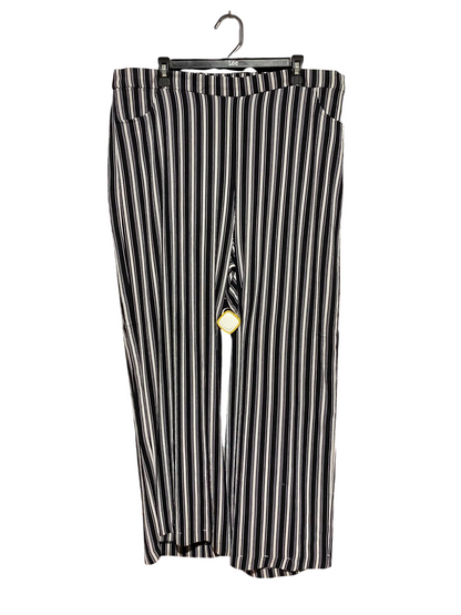 WIDE LEG |XXL| WAIST 38| A7| WOMEN'S BLACK & WHITE VERTICAL STRIPED WIDE-LEG TROUSERS
