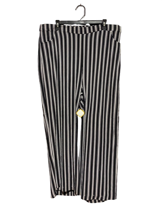 WIDE LEG |XXL| WAIST 38| A7| WOMEN'S BLACK & WHITE VERTICAL STRIPED WIDE-LEG TROUSERS