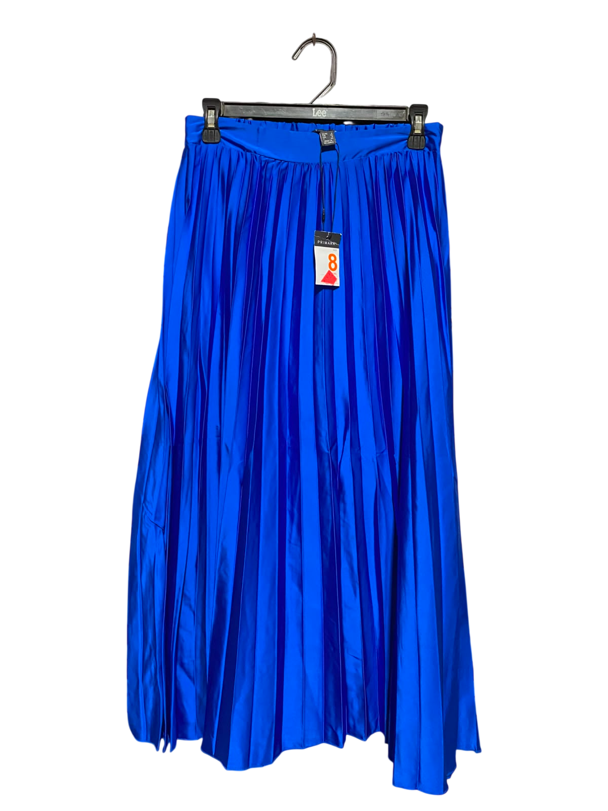 PRIMARK |S| WAIST 26| A7| WOMEN'S ROYAL BLUE SATIN PLEATED MIDI SKIRT