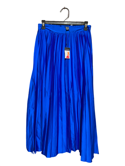 PRIMARK |S| WAIST 26| A7| WOMEN'S ROYAL BLUE SATIN PLEATED MIDI SKIRT