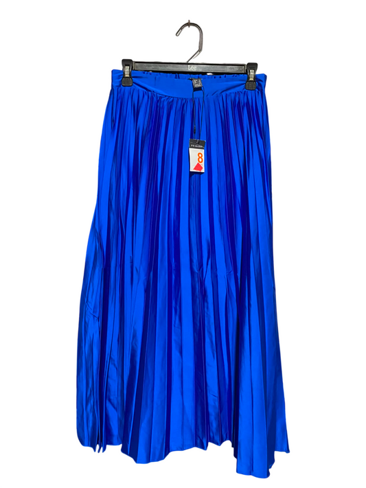 PRIMARK |S| WAIST 26| A7| WOMEN'S ROYAL BLUE SATIN PLEATED MIDI SKIRT