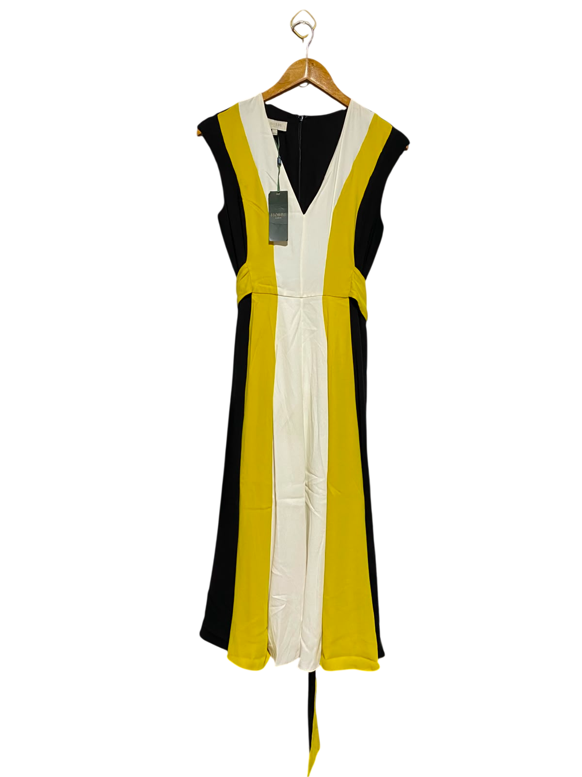 HOBBS |S| BUST 17| A8| COLORBLOCK SLEEVELESS V-NECK MIDI DRESS