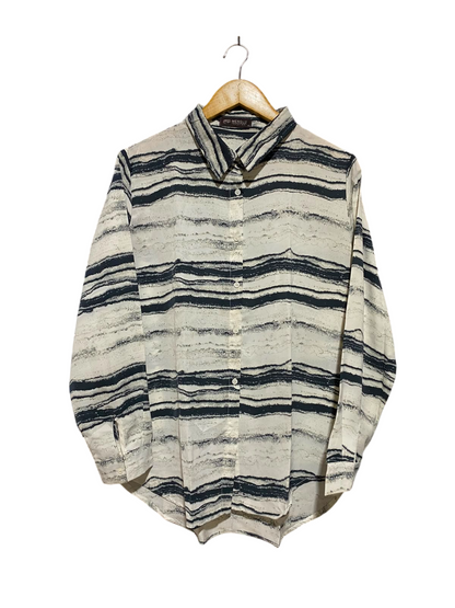 MENGLU |XL| BUST 23| A8|MONOCHROME ABSTRACT STRIPED LONG SLEEVE SHIRT
