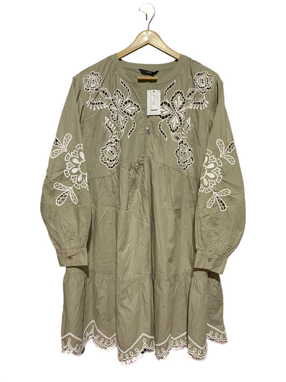 GEORGE |M| BUST 21| A8| SAGE GREEN EMBROIDERED CUTWORK MINI DRESS