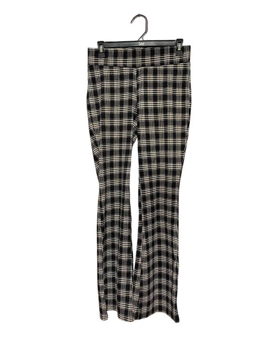 SHEIN |L| WAIST 28| A8| BLACK AND WHITE PLAID FLARED HIGH-WAIST LEGGINGS
