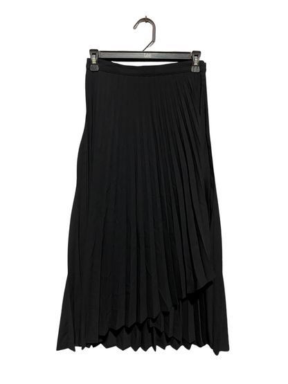 F&F |S| WAIST 26| A8| BLACK PLEATED ASYMMETRICAL MIDI SKIRT