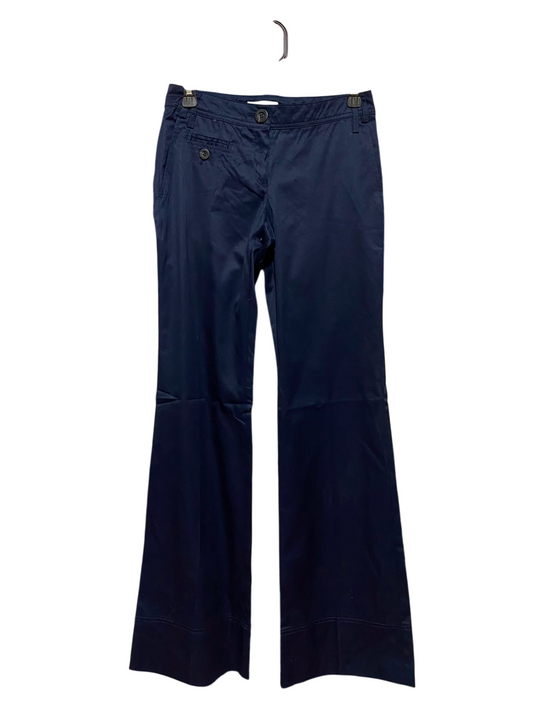 MNG BASICS |M| WAIST 27| A8| WOMEN'S NAVY BLUE FLARED COTTON TROUSERS