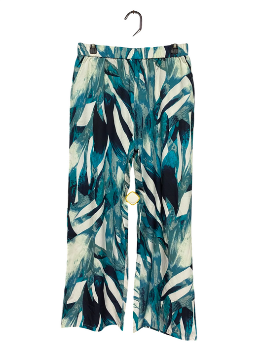 |L| WAIST 29| A8| ABSTRACT PRINT WIDE-LEG ELASTIC WAIST TROUSERS