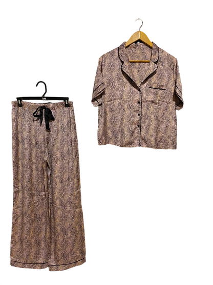 PRIMARK |M| A8| PRINTED SATIN SHORT SLEEVE PAJAMA SET WITH TROUSERS