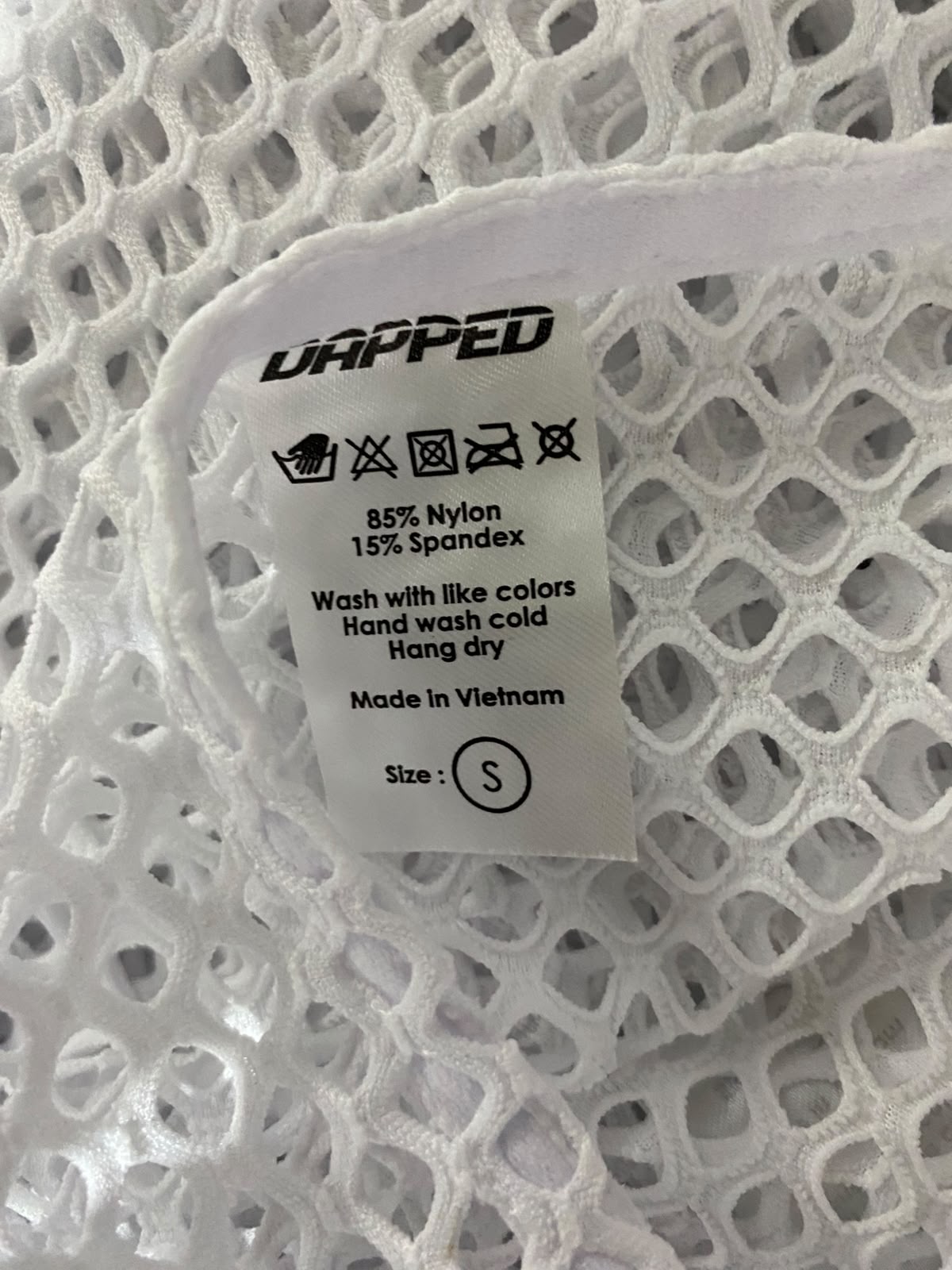 DAPPED |S| A8| WHITE FISHNET MESH TWO-PIECE CROP TOP AND SHORTS SET