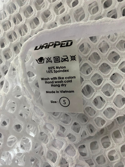 DAPPED |S| A8| WHITE FISHNET MESH TWO-PIECE CROP TOP AND SHORTS SET