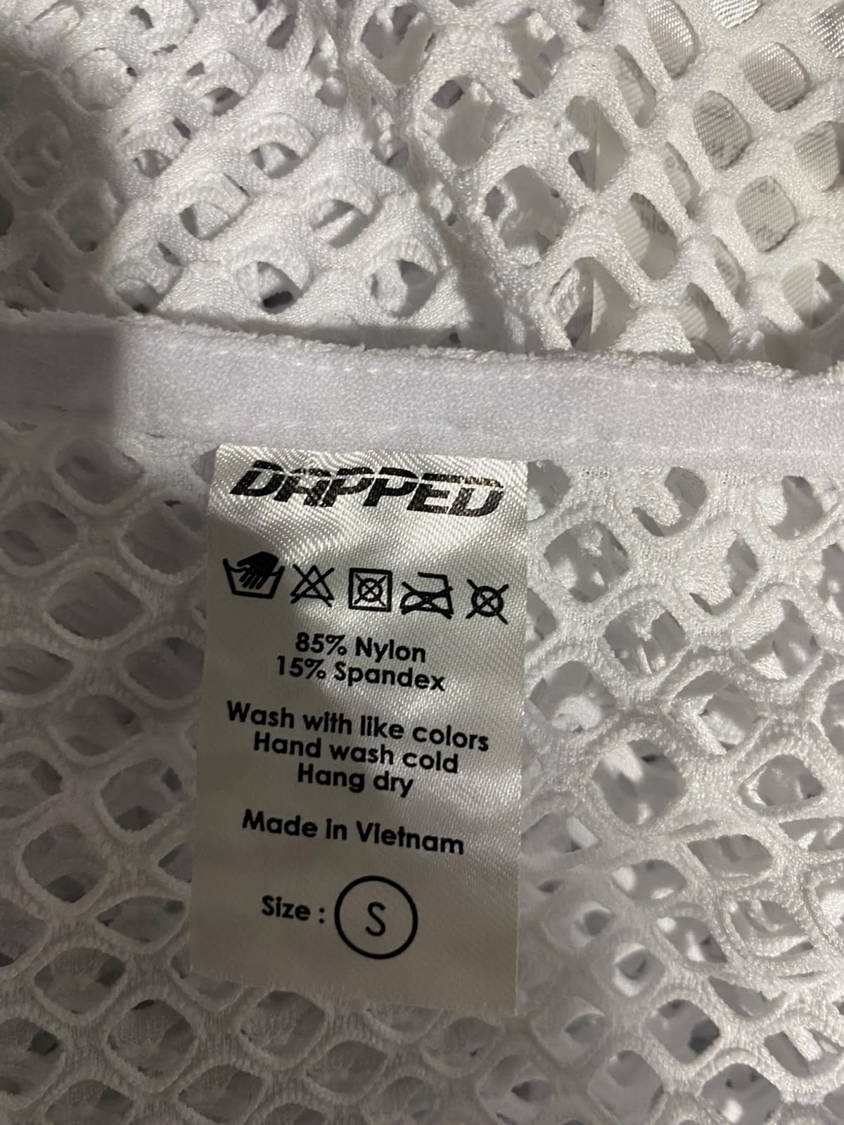 DAPPED |S| A8| WHITE LONG SLEEVE FISHNET MESH TWO-PIECE CROP TOP AND SHORTS SET