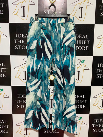 |L| WAIST 29| A8| ABSTRACT PRINT WIDE-LEG ELASTIC WAIST TROUSERS