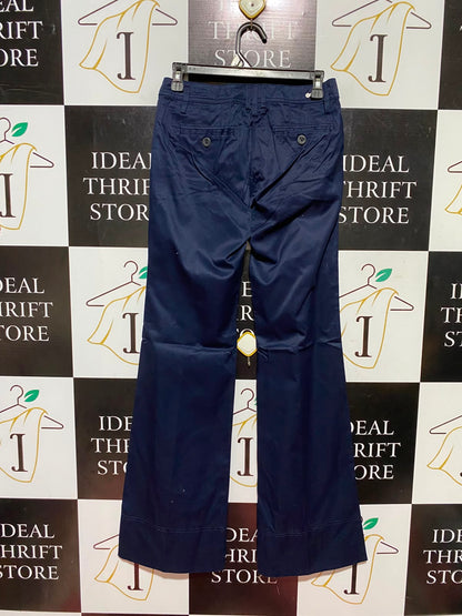 MNG BASICS |M| WAIST 27| A8| WOMEN'S NAVY BLUE FLARED COTTON TROUSERS