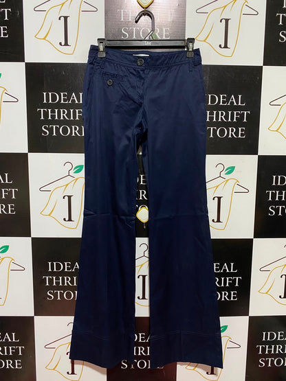MNG BASICS |M| WAIST 27| A8| WOMEN'S NAVY BLUE FLARED COTTON TROUSERS