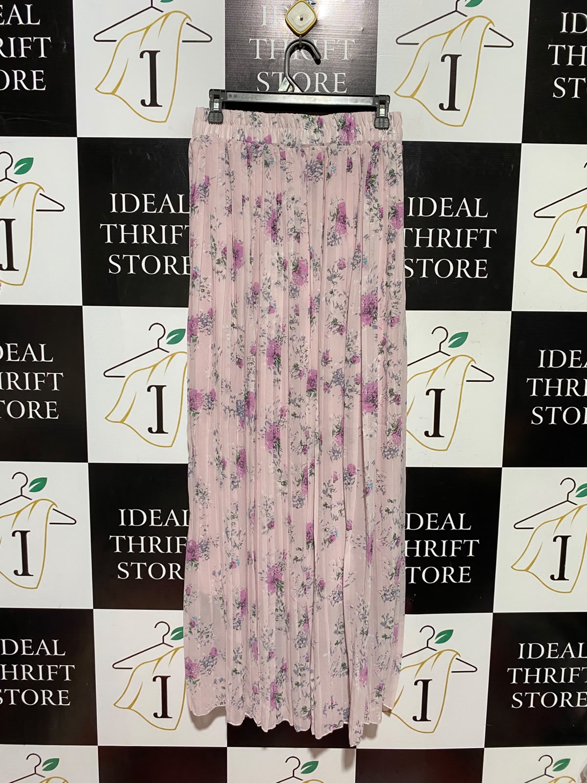 |S| WAIST 26| A8| BLUSH PINK FLORAL PRINT PLEATED MAXI SKIRT