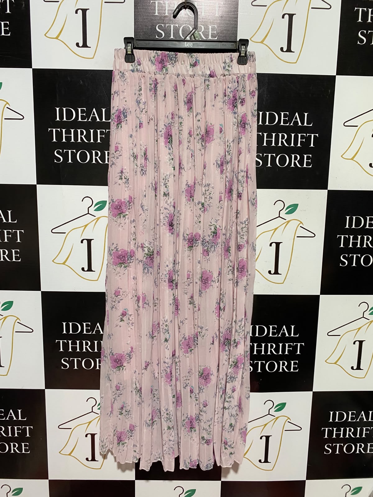 |S| WAIST 26| A8| BLUSH PINK FLORAL PRINT PLEATED MAXI SKIRT