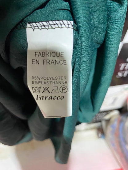 FARACCO |M| BUST 17| A8| EMERALD GREEN PLEATED WRAP LONG SLEEVE MAXI DRESS