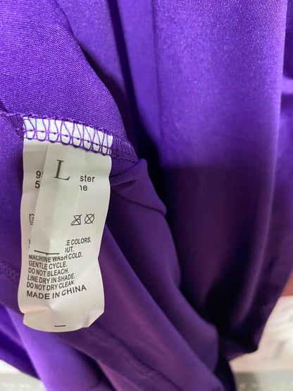 |L| BUST 19| A8| PURPLE SHORT SLEEVE V-NECK MAXI DRESS
