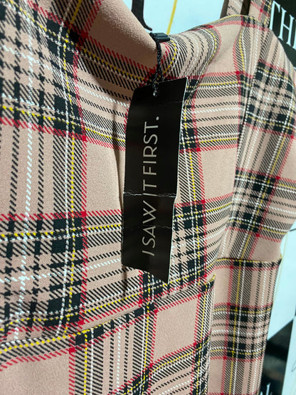 SAW IT FIRST |M| BUST 18| A8| DUSTY PINK PLAID STRAPLESS-LOOK CAMI MINI DRESS