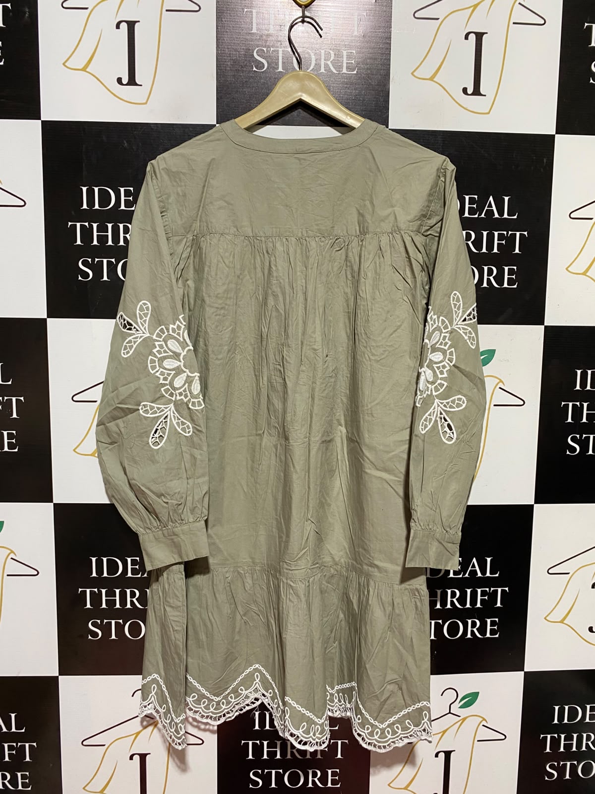 GEORGE |M| BUST 21| A8| SAGE GREEN EMBROIDERED CUTWORK MINI DRESS