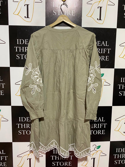 GEORGE |M| BUST 21| A8| SAGE GREEN EMBROIDERED CUTWORK MINI DRESS