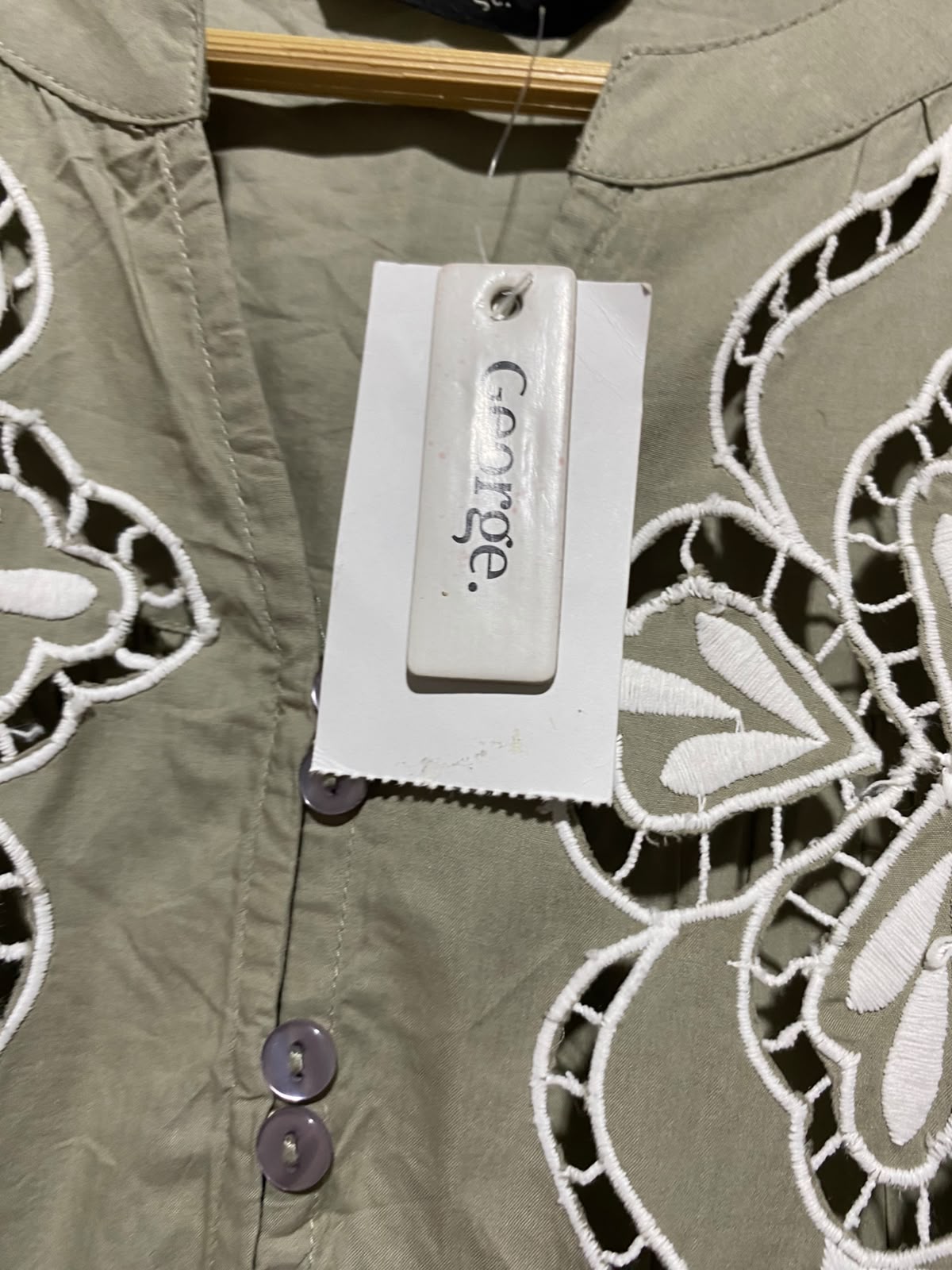 GEORGE |M| BUST 21| A8| SAGE GREEN EMBROIDERED CUTWORK MINI DRESS