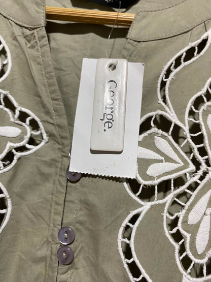 GEORGE |M| BUST 21| A8| SAGE GREEN EMBROIDERED CUTWORK MINI DRESS