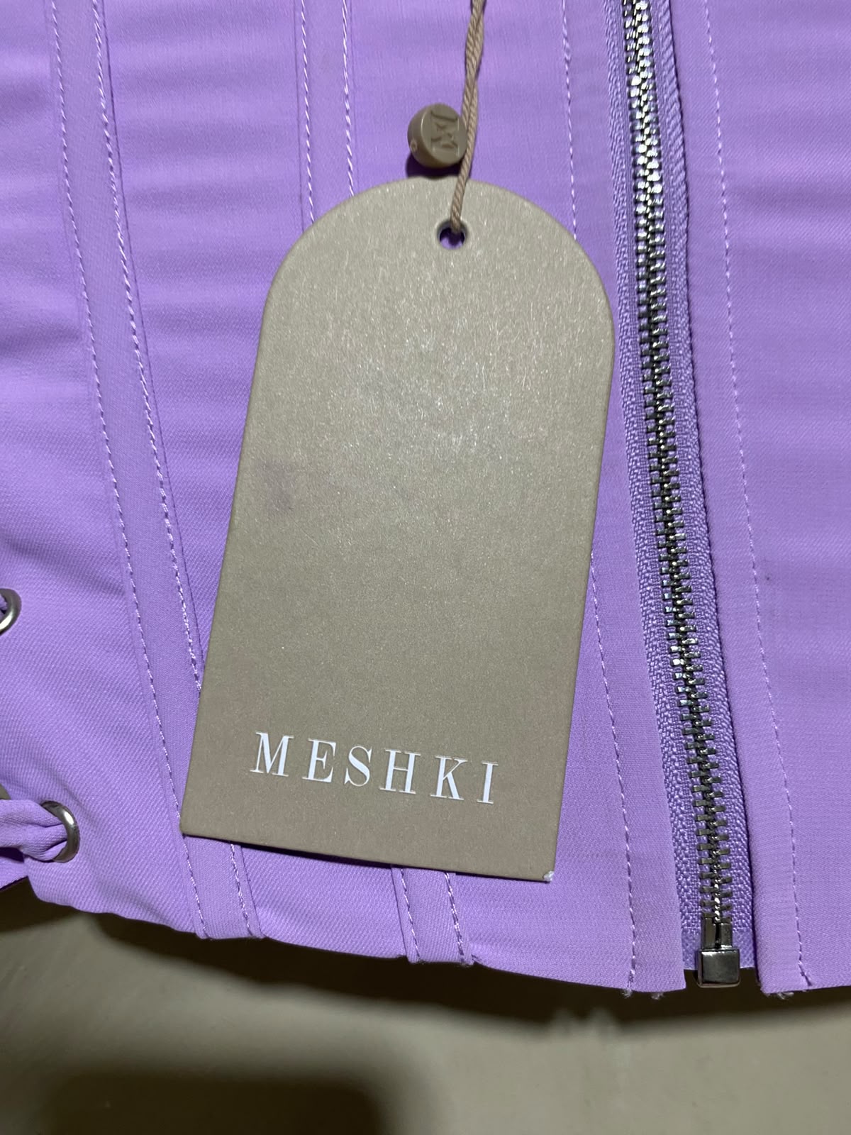 MESHKI |XS| BUST 13| A8| WOMEN'S LILAC STRAPLESS LACE-UP CORSET TOP
