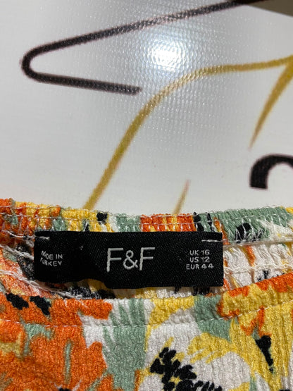 F&F |M| BUST 16| A8| ORANGE AND YELLOW FLORAL PUFF SLEEVE MAXI DRESS